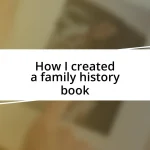 How I created a family history book