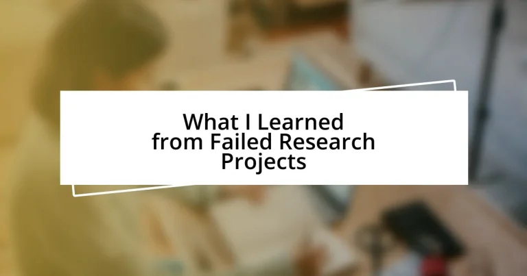 What I Learned from Failed Research Projects