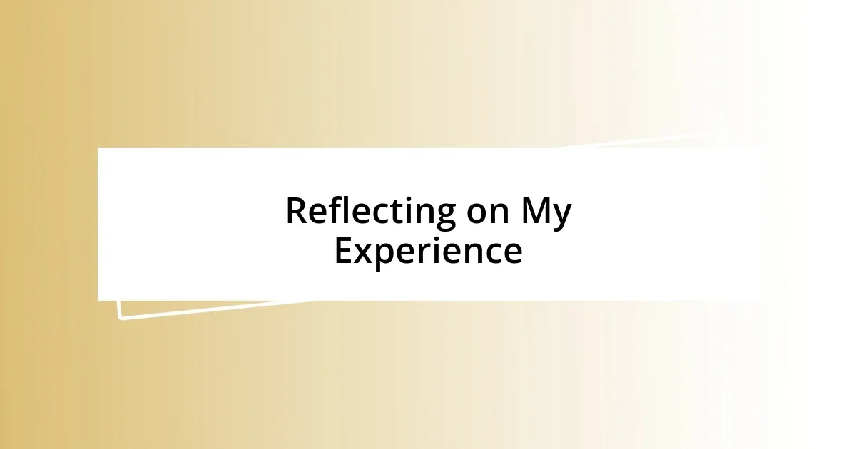 Reflecting on My Experience