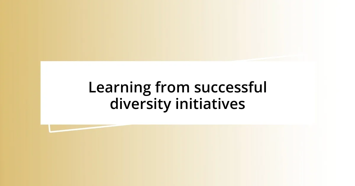 Learning from successful diversity initiatives