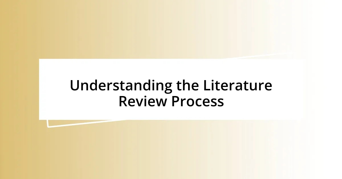 Understanding the Literature Review Process